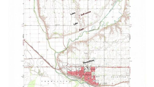 Topographic map of area north of Vermillion SD.