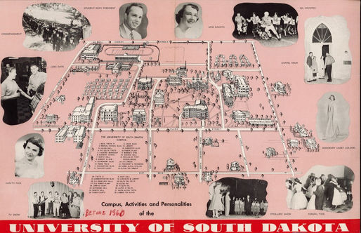 Map of the University of South Dakota campus.