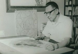Oscar Howe in Studio, 1960's.