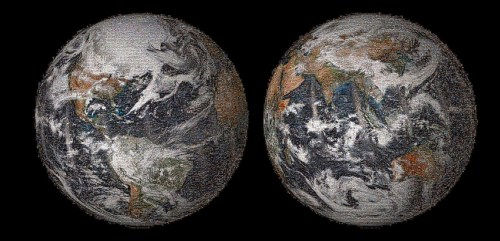 Two hemispheres of the planet Earth