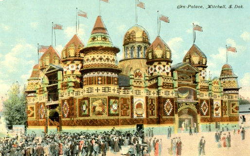 Postcard of Corn Palace in Mitchell, SD.