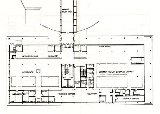 Floor plan of first floor of the I.D. Weeks builing in 1992 at the University of South Dakota.