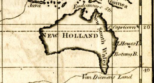 Map of Australia labeled New Holland.
